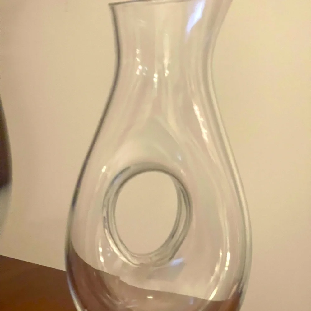 Polish Clear Glass Donut Hole Pitcher/Decanter in excellent condition